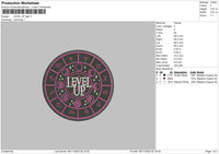 Level Up Logo Embroidery File 6 sizes