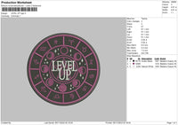 Level Up Logo Embroidery File 6 sizes