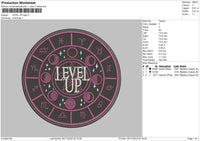 Level Up Logo Embroidery File 6 sizes