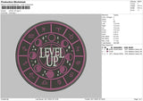 Level Up Logo Embroidery File 6 sizes