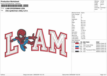Liam Spider Embroidery Machine Design File 6 sizes