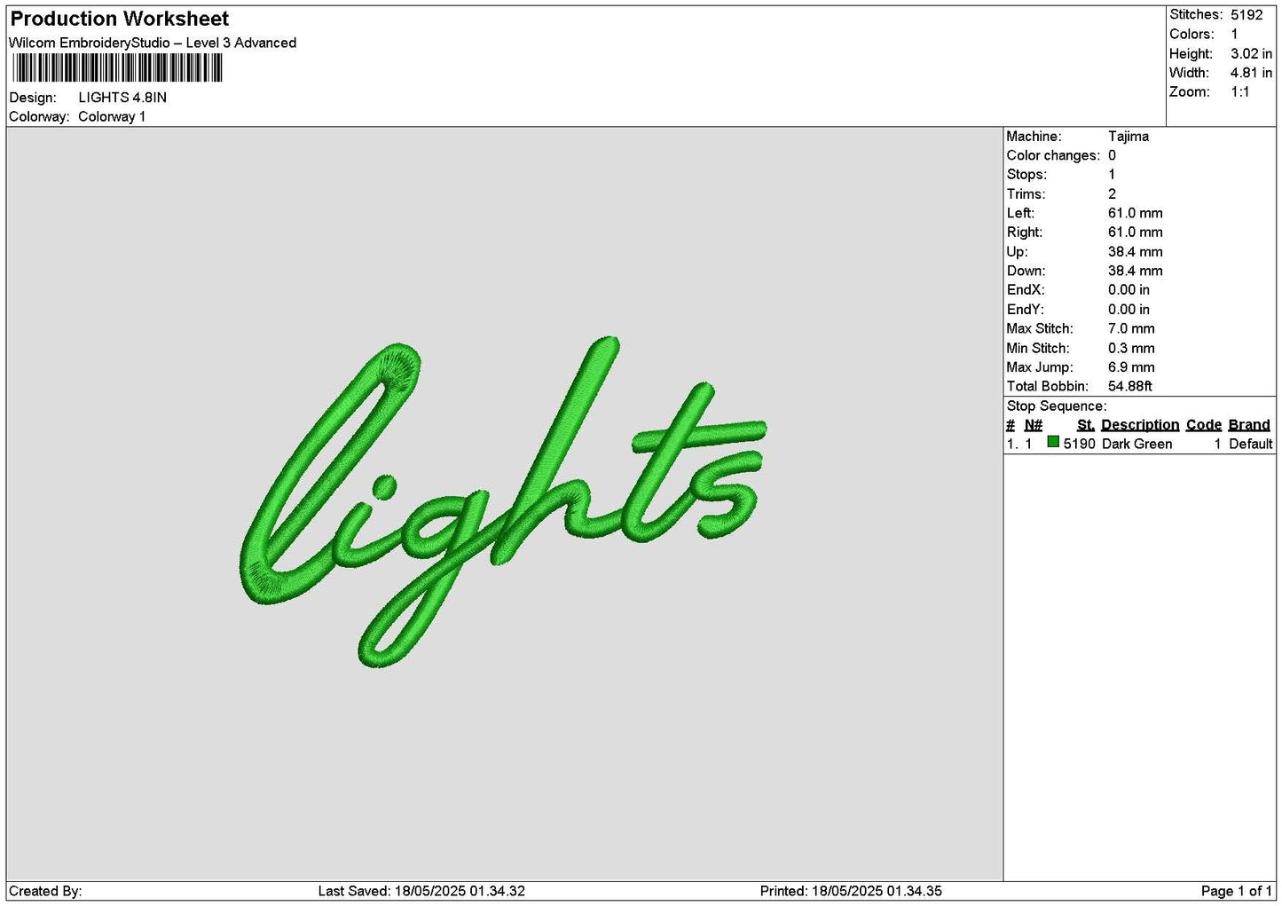 Lightstext Embroidery File 6 sizes
