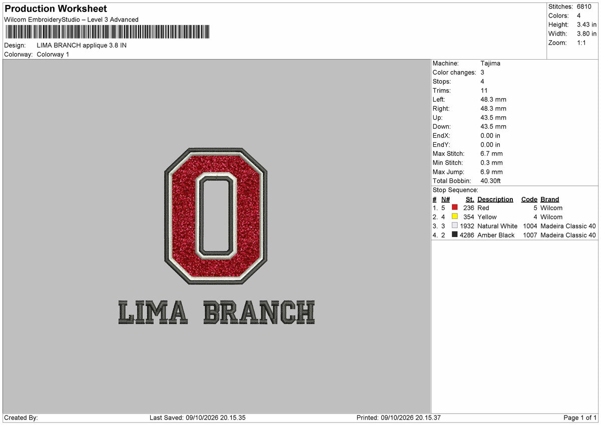 Lima Text Applique Embroidery Machine Design File 6 sizes
