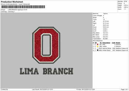 Lima Text Applique Embroidery Machine Design File 6 sizes
