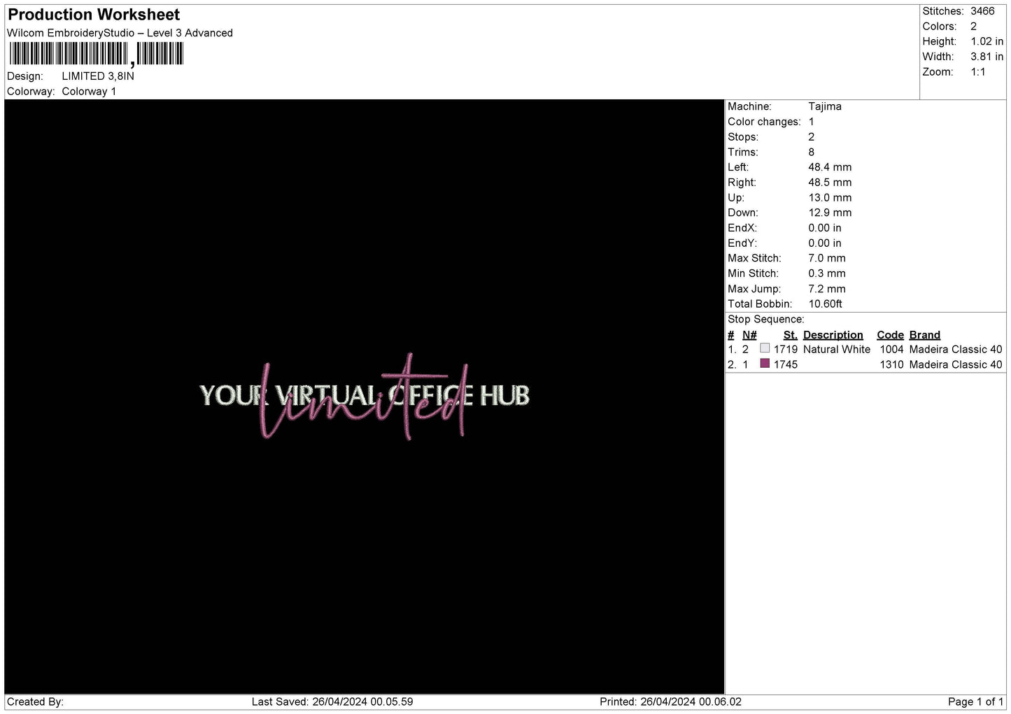 Limitedtext Embroidery File 6 sizes