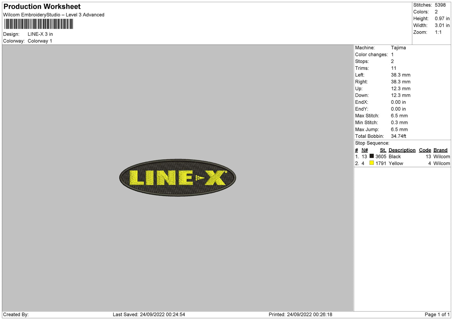 Line X Embroidery File 5 sizes