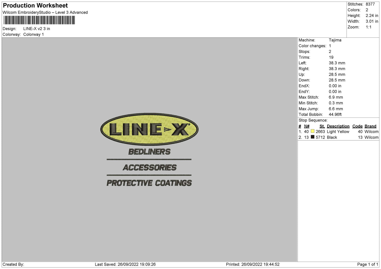 Line X V2 Embroidery File 5 sizes