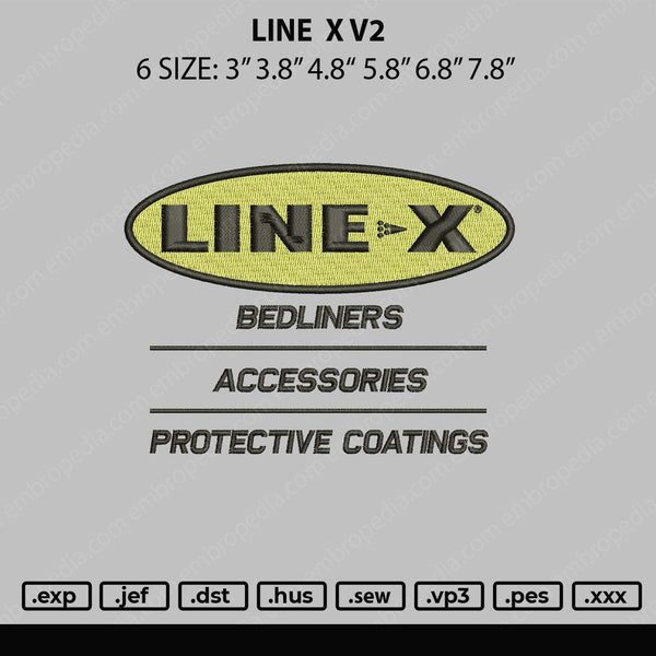 Line X V2 Embroidery File 5 sizes