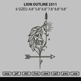 Lion Outline 2511 Embroidery File 6 sizes