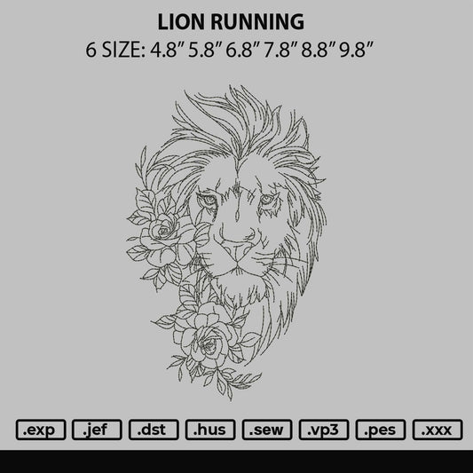 Lion Running Embroidery File 6 sizes