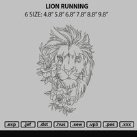 Lion Running Embroidery File 6 sizes