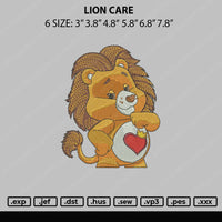 Lion Care Embroidery File 6 sizes