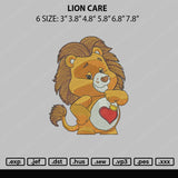 Lion Care Embroidery File 6 sizes
