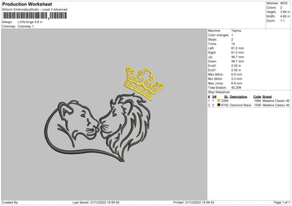 Lion K Embroidery File 6 sizes