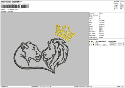 Lion K Embroidery File 6 sizes