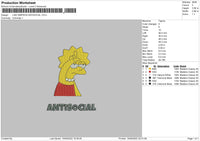 Lisa Antisocial Embroidery File 5 sizes