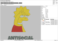 Lisa Antisocial Embroidery File 5 sizes