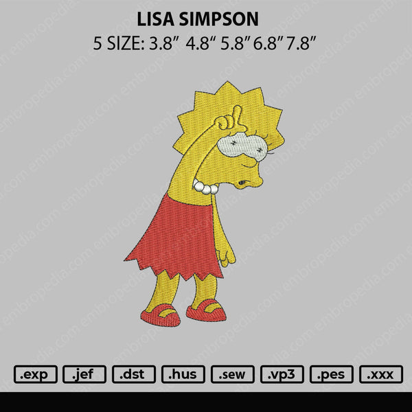 Lisa Simpson Embroidery File 5 sizes