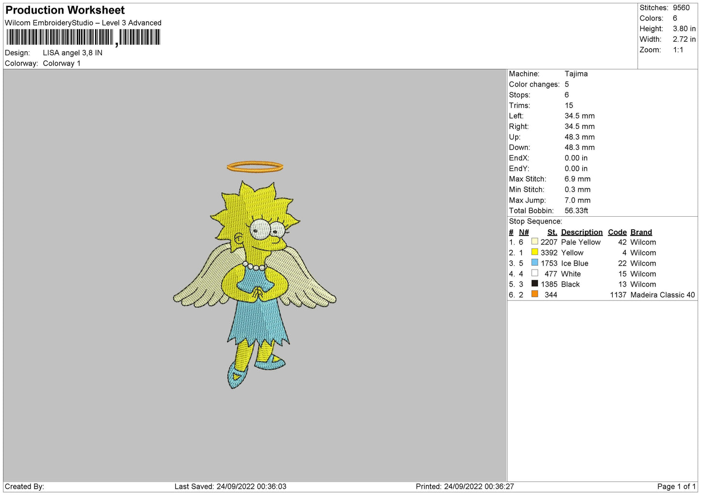 Lisa Angel Embroidery File 5 sizes