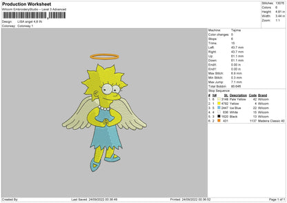 Lisa Angel Embroidery File 5 sizes