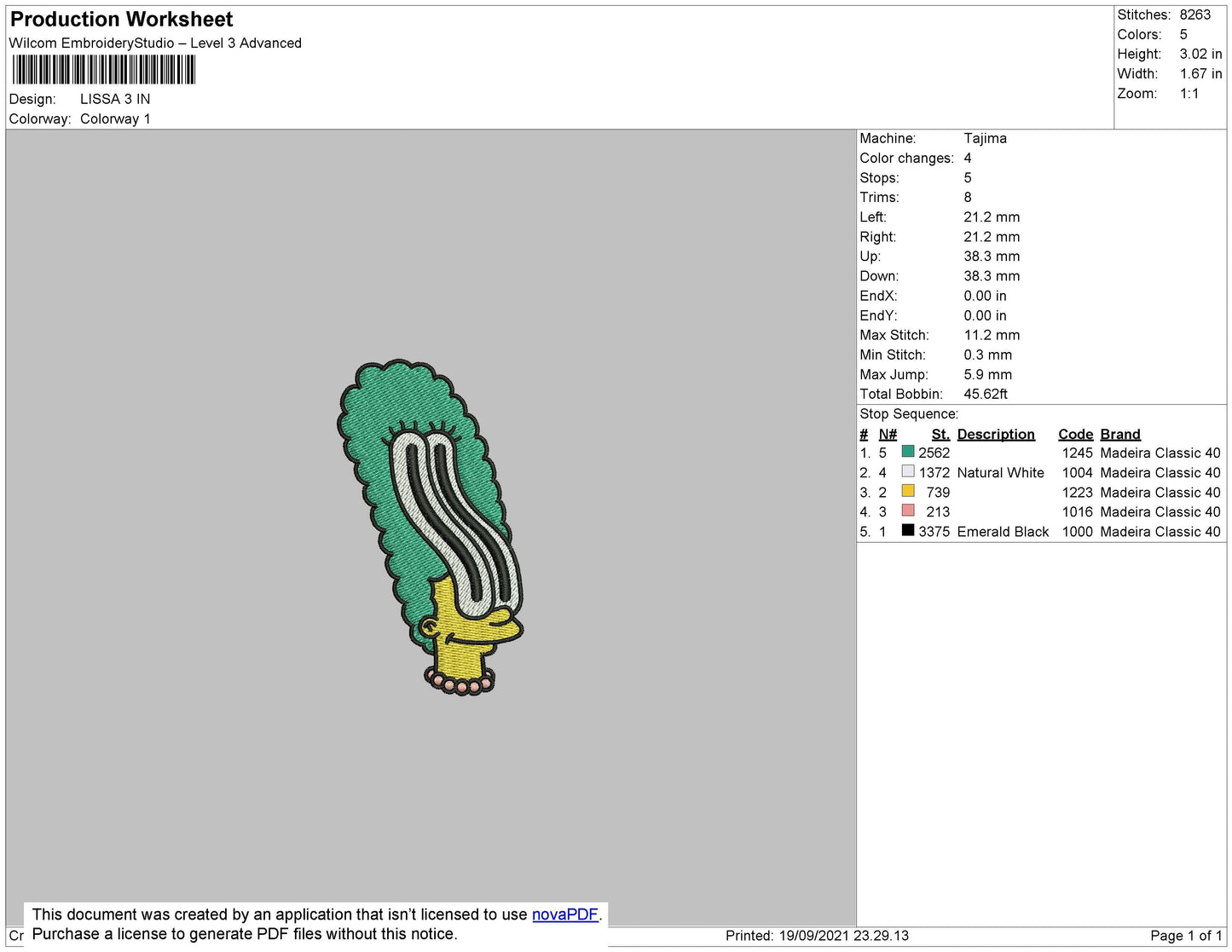 Lissa Embroidery File 4 size