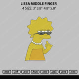 Lissa Middle Finger Embroidery File 4 size