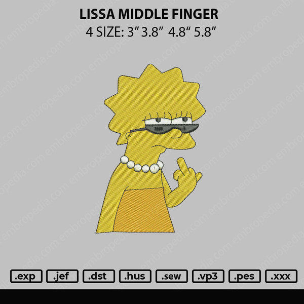 Lissa Middle Finger Embroidery File 4 size