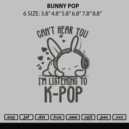 Bunny Pop Embroidery Machine Design File 6 sizes