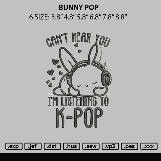 Bunny Pop Embroidery Machine Design File 6 sizes
