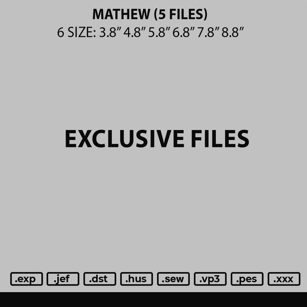 Mathew Embroidery 5 Files