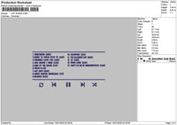 List Songs 01 Embroidery File 6 sizes