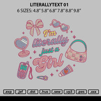 Litterallytext 01 Emboidery File 6 sizes