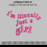 Literally Text 01 Embroidery File 6 sizes
