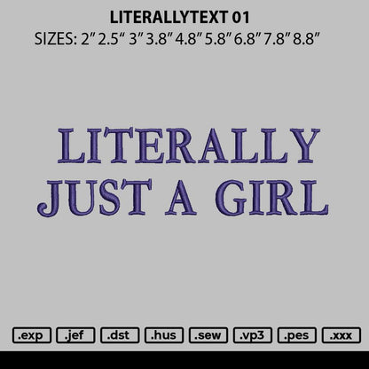 Literallytext 01 Embroidery File 6 sizes