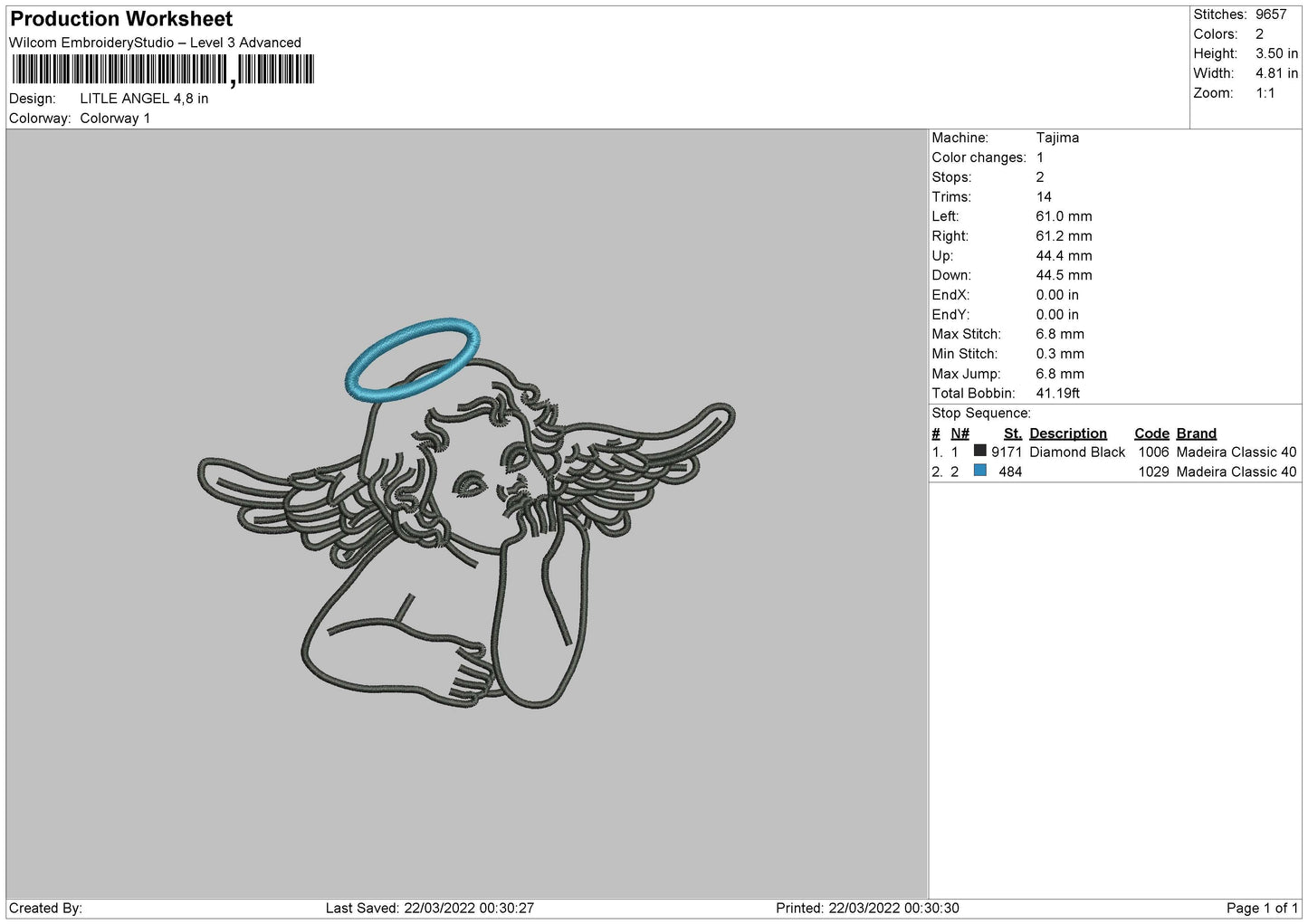 Little Angel Embroidery File 4 size