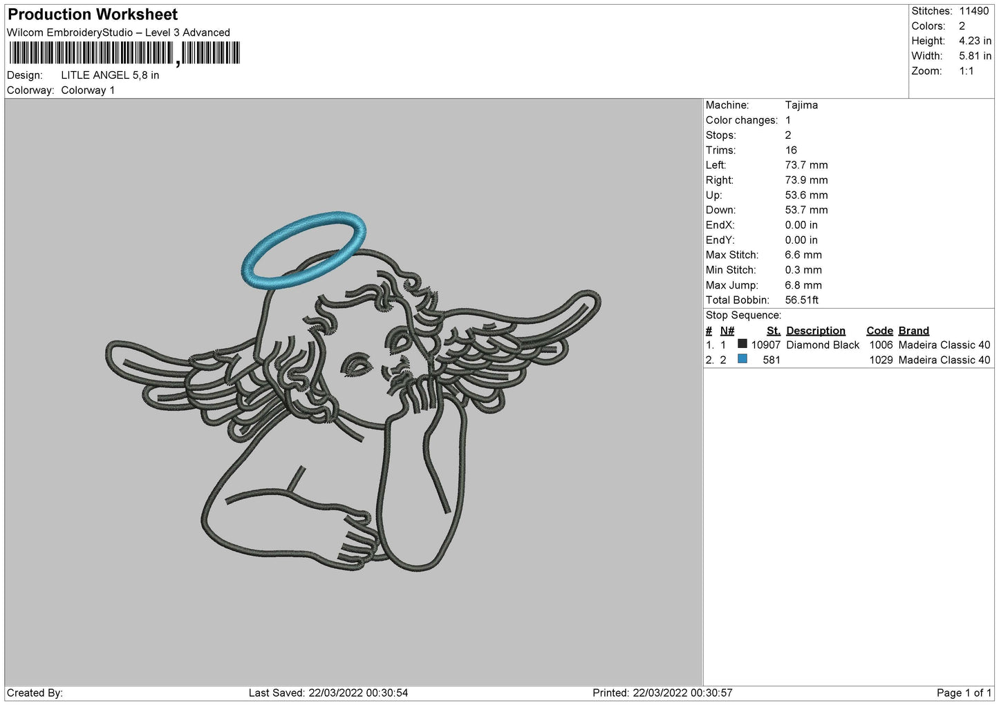 Little Angel Embroidery File 4 size