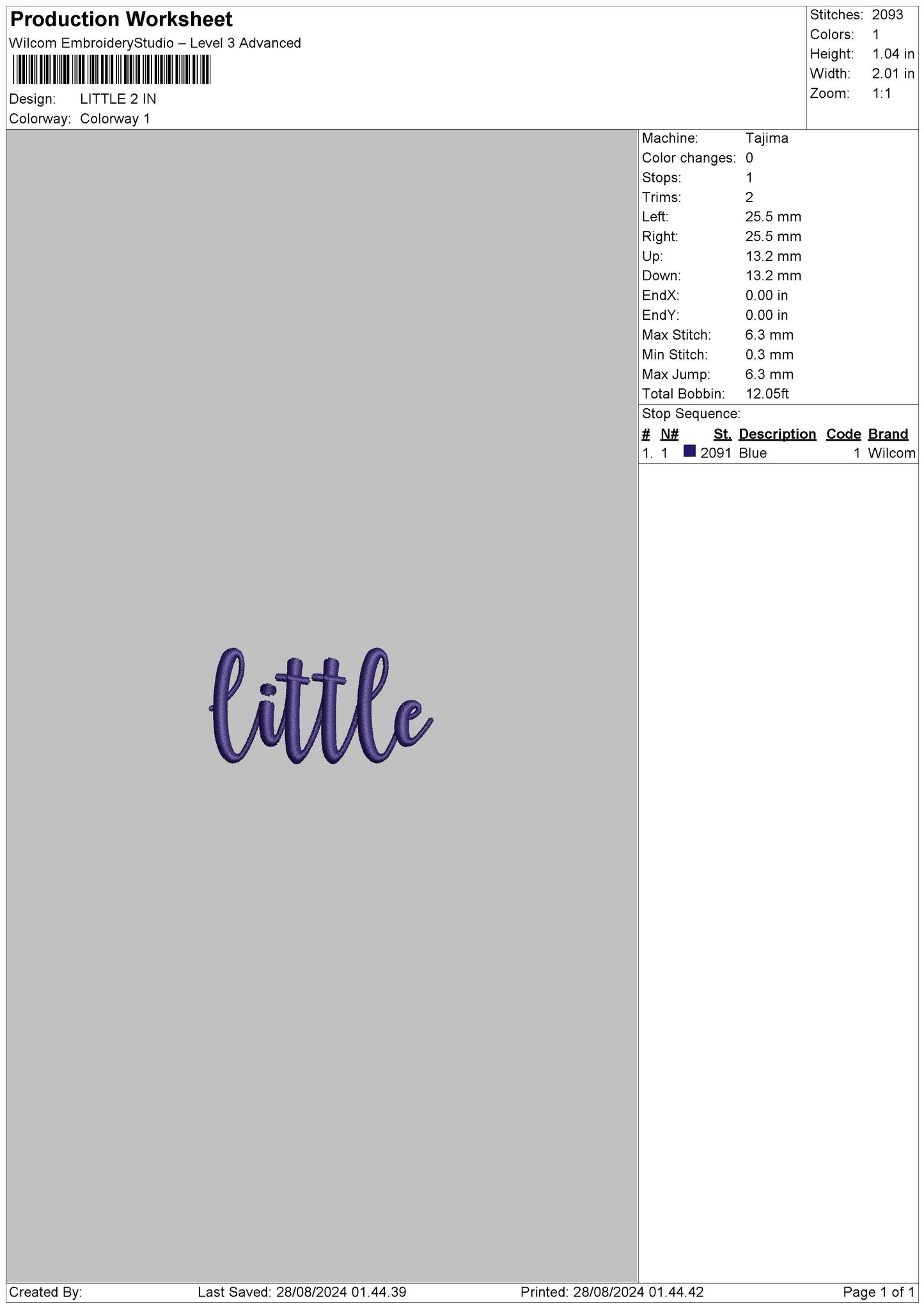 Little Text Embroidery File 6 sizes
