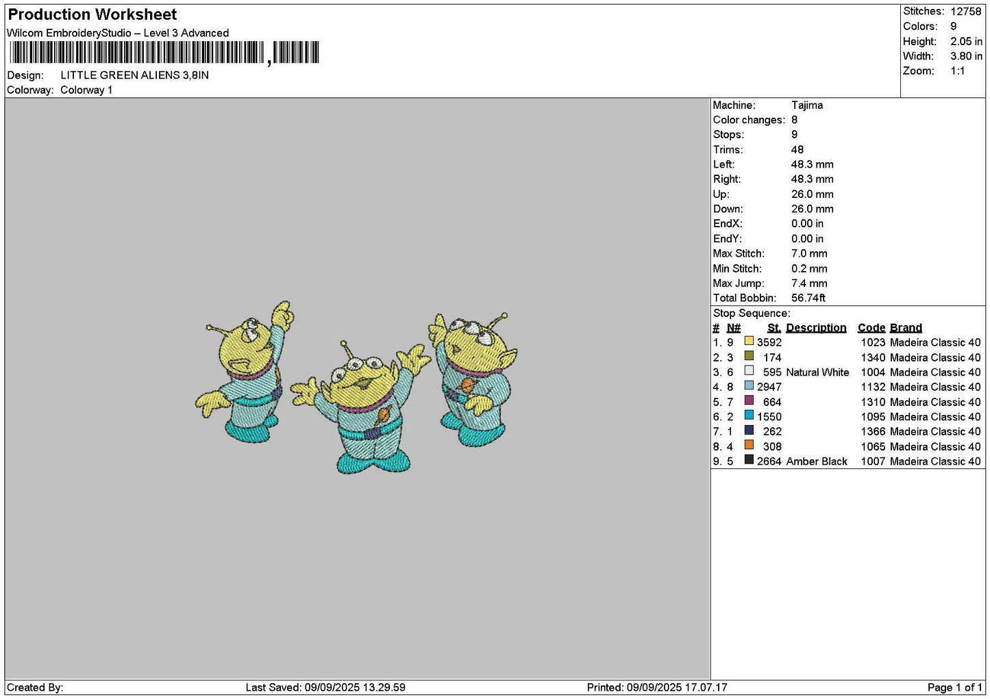 Aliens0909 Embroidery File 6 sizes