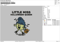 Little Miss Halloween Embroidery File 5 sizes