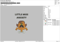 Little Miss Anxiety Embroidery File 5 sizes