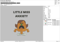 Little Miss Anxiety Embroidery File 5 sizes