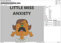 Little Miss Anxiety Embroidery File 5 sizes