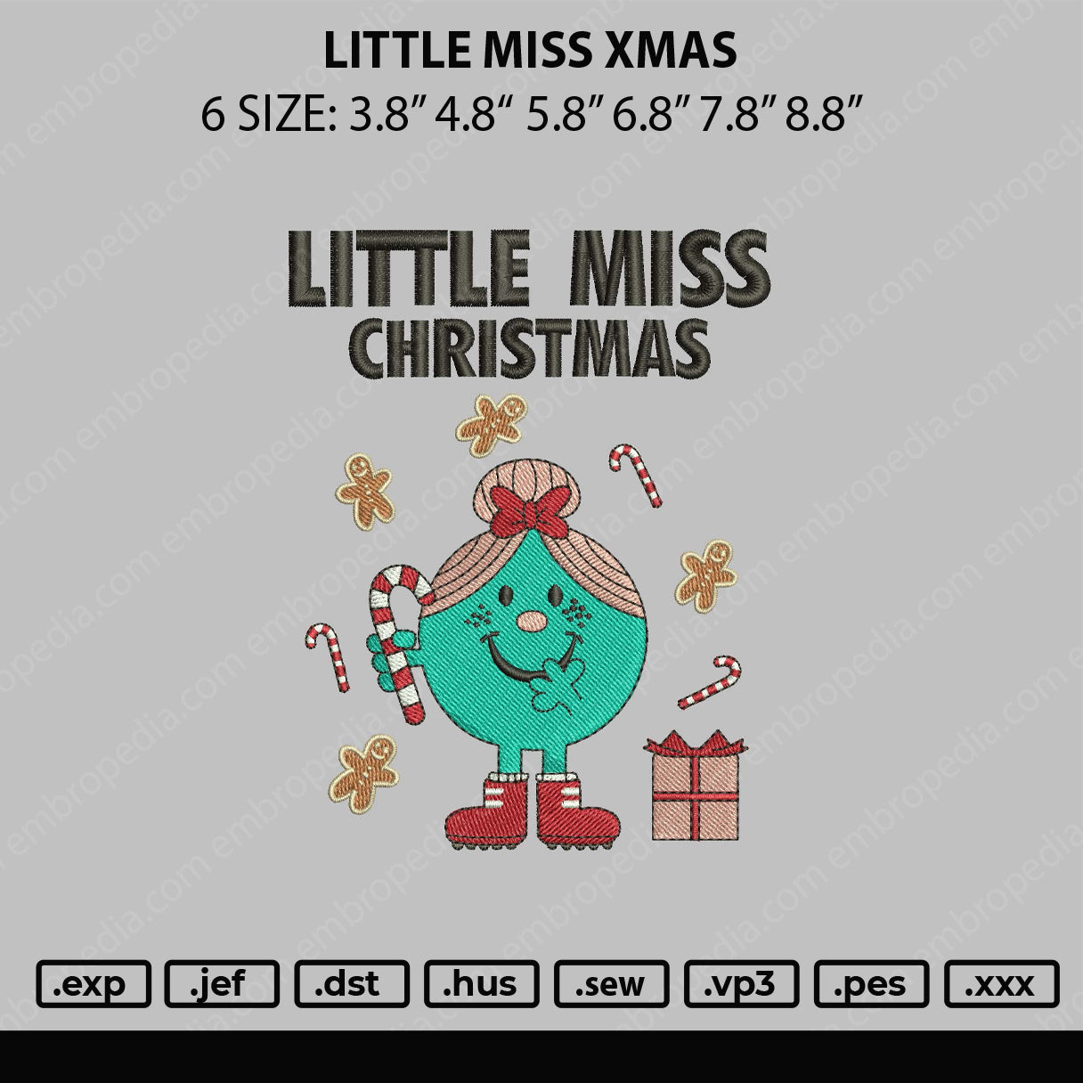 Little Miss Xmas Embroidery File 6 sizes