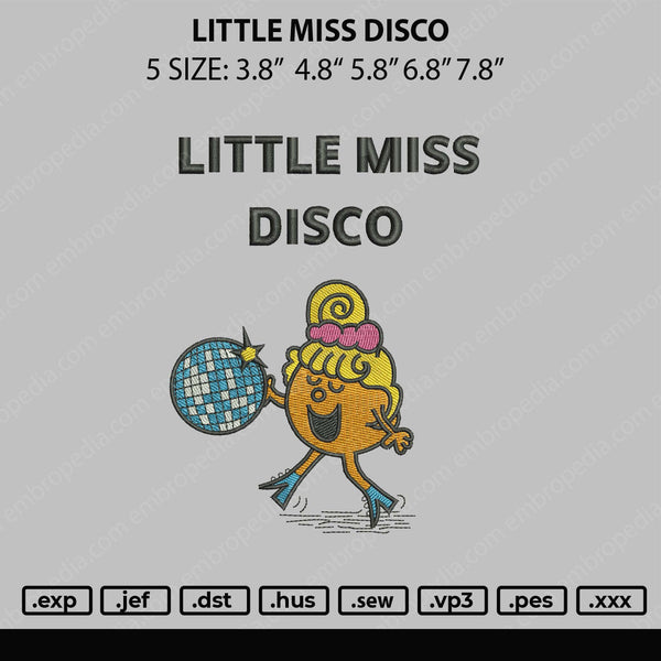 Little Miss Disco Embroidery File 5 sizes