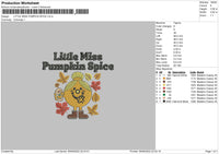 Little Miss Pumpkin Space Embroidery File 5 sizes