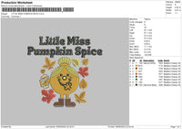 Little Miss Pumpkin Space Embroidery File 5 sizes