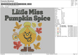 Little Miss Pumpkin Space Embroidery File 5 sizes