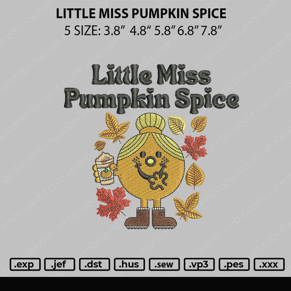 Little Miss Pumpkin Space Embroidery File 5 sizes