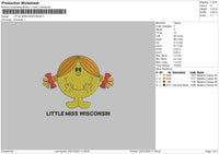 Little Miss Wisconsin Embroidery File 4 sizes