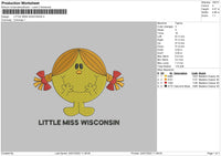 Little Miss Wisconsin Embroidery File 4 sizes